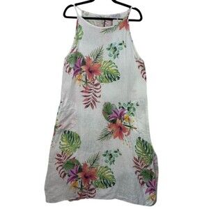 Lungo L'Arno Womens Sundress Size Small 100% Italian Linen Dress Hawaii Resort